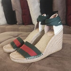 GUCCI WEB WEDGES